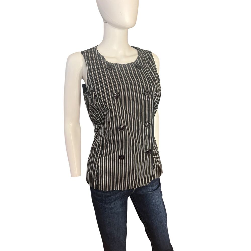 Vintage 90s Esprit Black Pinstripe Double Breasted Sleeveless Vest Size L
